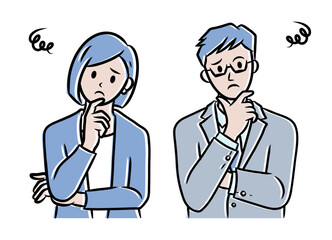 困ってる男女のイラスト素材