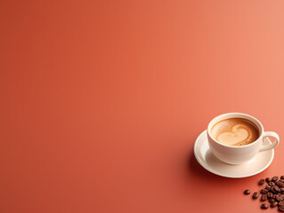 Close-up of a cup of coffee on an isolated background with space for text. AI Generation.