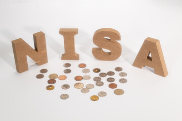 NISAのテキストと日本円の硬貨