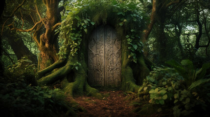 picture of forest secret garden door