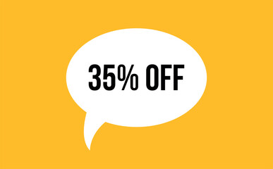 35% off speech bubble discount vector illustration. Communication speech bubble with 35% off text