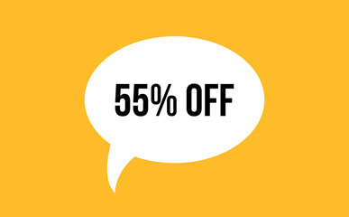 55% off speech bubble discount vector illustration. Communication speech bubble with 55% off text