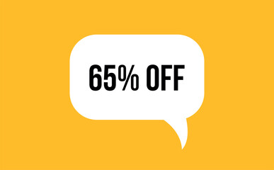 65% off speech bubble discount vector illustration. Communication speech bubble with 65% off text