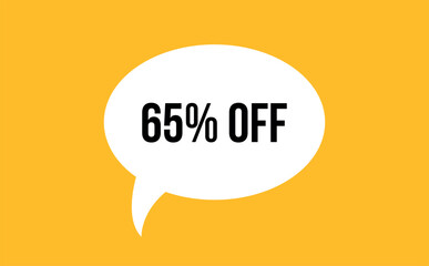65% off speech bubble discount vector illustration. Communication speech bubble with 65% off text