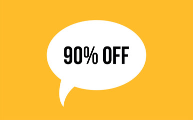 90% off speech bubble discount vector illustration. Communication speech bubble with 90% off text