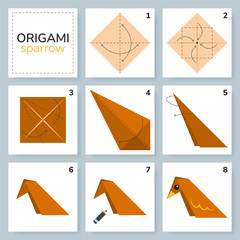 Origami tutorial for kids. Origami cute bird.