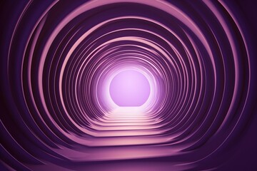 Tunnel with distant purple mist. 3D design. Generative AI