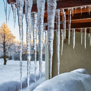 icicles on the roof of a house
