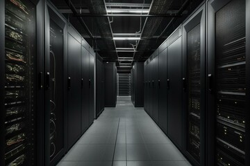 Secure server racks in a data center. Generative AI