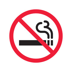 Forbidden Prohibited Warning, caution, attention, restriction label danger. No cigarette vector icon. Do not use tobacco sign design. No 
smoking cigarettes symbol flat pictogram. No smoking icon