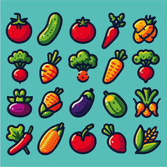 Professional Vegetables Colorful icon Design set