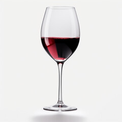 Glass of red wine isolated on white background close-up side view. AI Generation