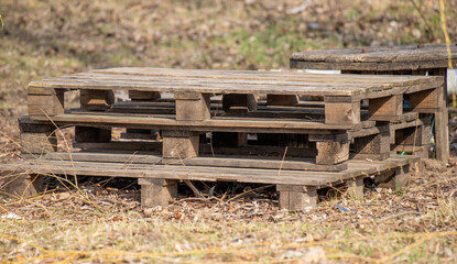 wooden benches for relaxing in the park