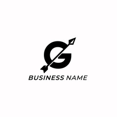 design logo creative letter G and arrow bow