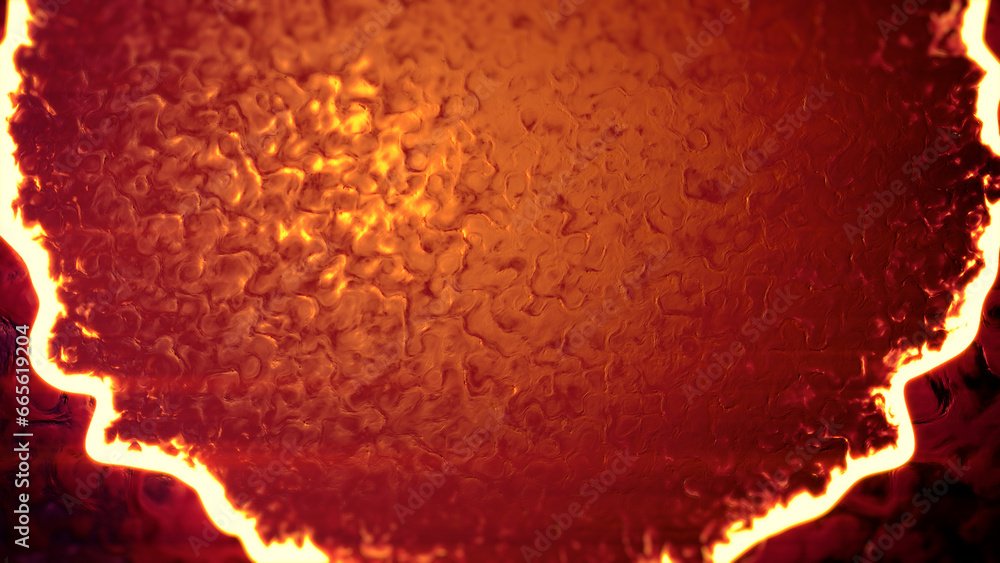 Poster blazing red and orange ingrained contour lay - abstract 3d rendering
