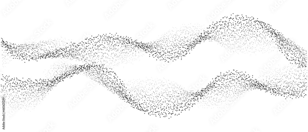 Poster abstract dots particles flowing wavy isolated on transparent background. vector illustration design 