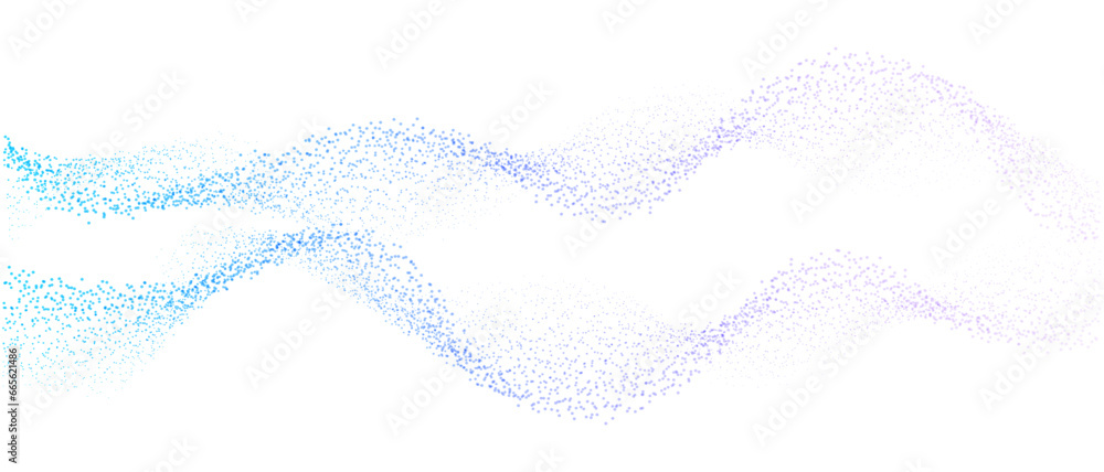 Poster abstract dots particles colorful blue and purple gradient flowing wavy isolated on transparent backg