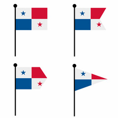 Panama waving flag icon set in 4 shape versions. Collection of flagpole sign for identity, emblem, and infographic.