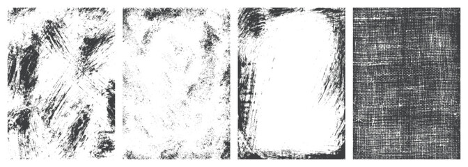 Grunge material set textures monochrome