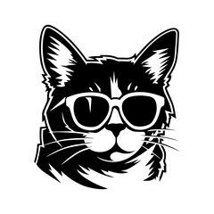 cool Japanese Bobtail cat wearing sunglasses vector , ai generated