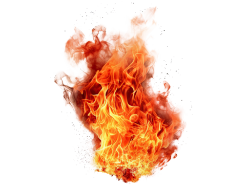 Bright and dynamic fire flames, cut out