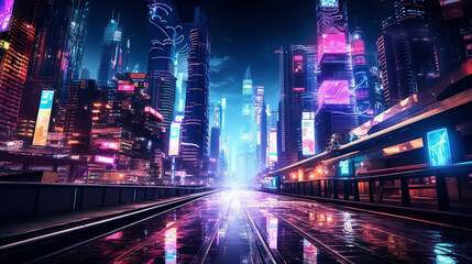 Fototapeta na wymiar cyberpunk city Generative AI