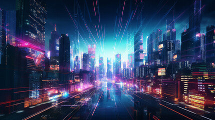 Fototapeta na wymiar cyberpunk city Generative AI