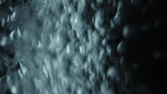 Air bubbles underwater rising. Equipment for aerating water oxygen, purification
