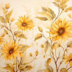 Watercolor sunflower illustration. Printing, greeting cards, printing, fabric, background, wallpaper, banner