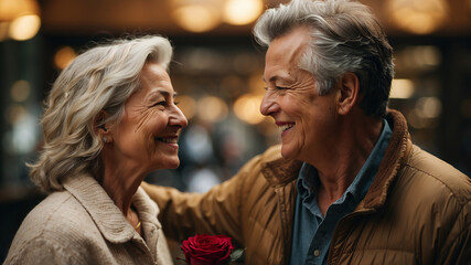 Mature Couple Shares Moments of Happiness