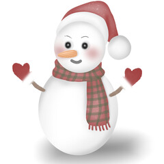 Snowman and Christmas festival on a white background Illustrations and elements For decorating birthday parties, Christmas and New Year celebrations.