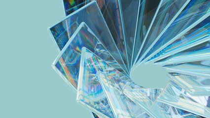 Abstract glass reflections backdrop. 3D modern material design concept