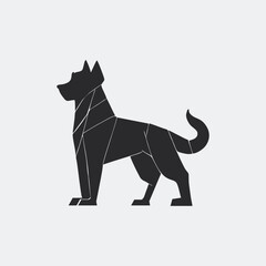 Vector black silhouette of a dog logo isolated on a white background.