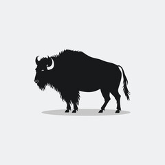 Bison logo vector icon. Buffalo illustration. Wild animal sign, black isolated in white background © vian