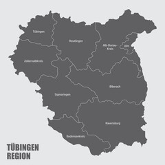 Tubingen Region administrative map