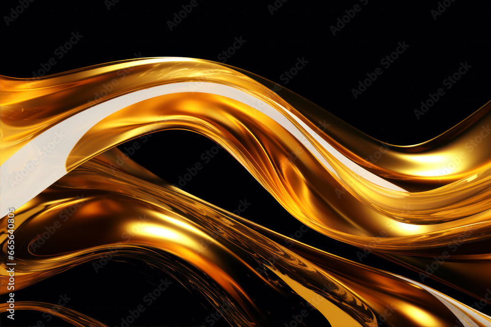 Poster abstract golden wavy liquid background with some smooth lines in it