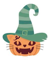 Halloween Katzenkürbis Grafik