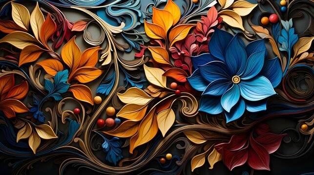 Abstract Decorative Flower With Renaissance Style Background