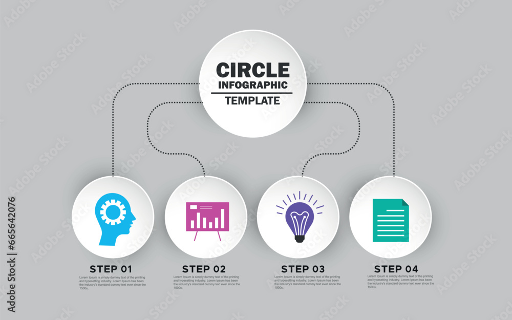 Fototapete circular layout diagram with 4 list of steps, circular layout diagram infographic element template