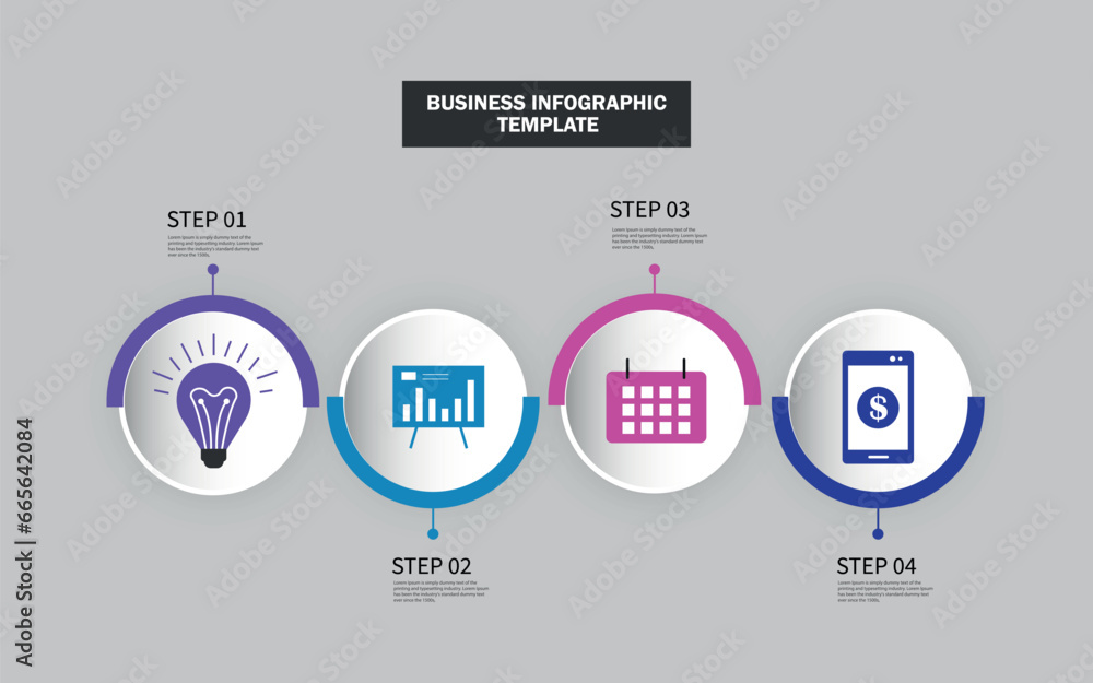 Poster modern 3d infographic template with 4 steps. business circle template with options