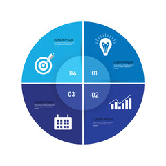 Vector infographic circle. Cycle diagram with 4 steps. Round chart that can be used for report