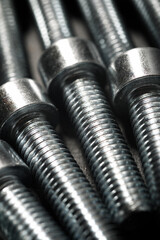 Close-up of some round head metal screws