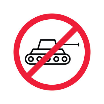 recommend clip art: Forbidden Prohibited Warning, caution, attention, restriction label danger. No Tank vector icon. Do not use Military tank sign design. Tank symbol flat pictogram