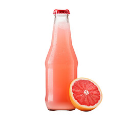 glass of grapefruit soda with grapefruit render isolated on white background, ai generated