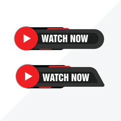 Watch now buttons. Play video button set. Watch video now button for web site. UI element. Vector illustration eps editable 