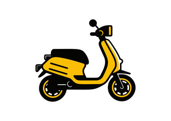 Vector Illustration of a Classic vespa scooter with lines drawing for logo,icon, black and white	