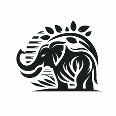 black and white elephant, icon, vector, symbol, logo, sign, animal