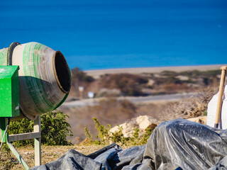 Cement mixer at construction site