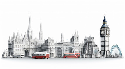 Stunning London Illustration Featuring Iconic Landmarks, Perfect for Your Design Projects and Travel-Themed Creations - obrazy, fototapety, plakaty