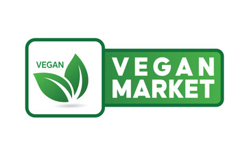 vector minimalist vegan market circle logo
